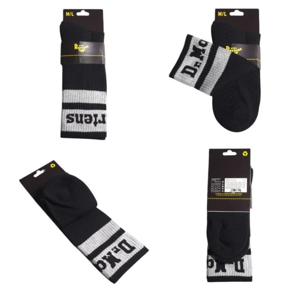 1-Pair Dr. Martens Size M/L Crew Socks Athletic Logo Black/Gray/Black